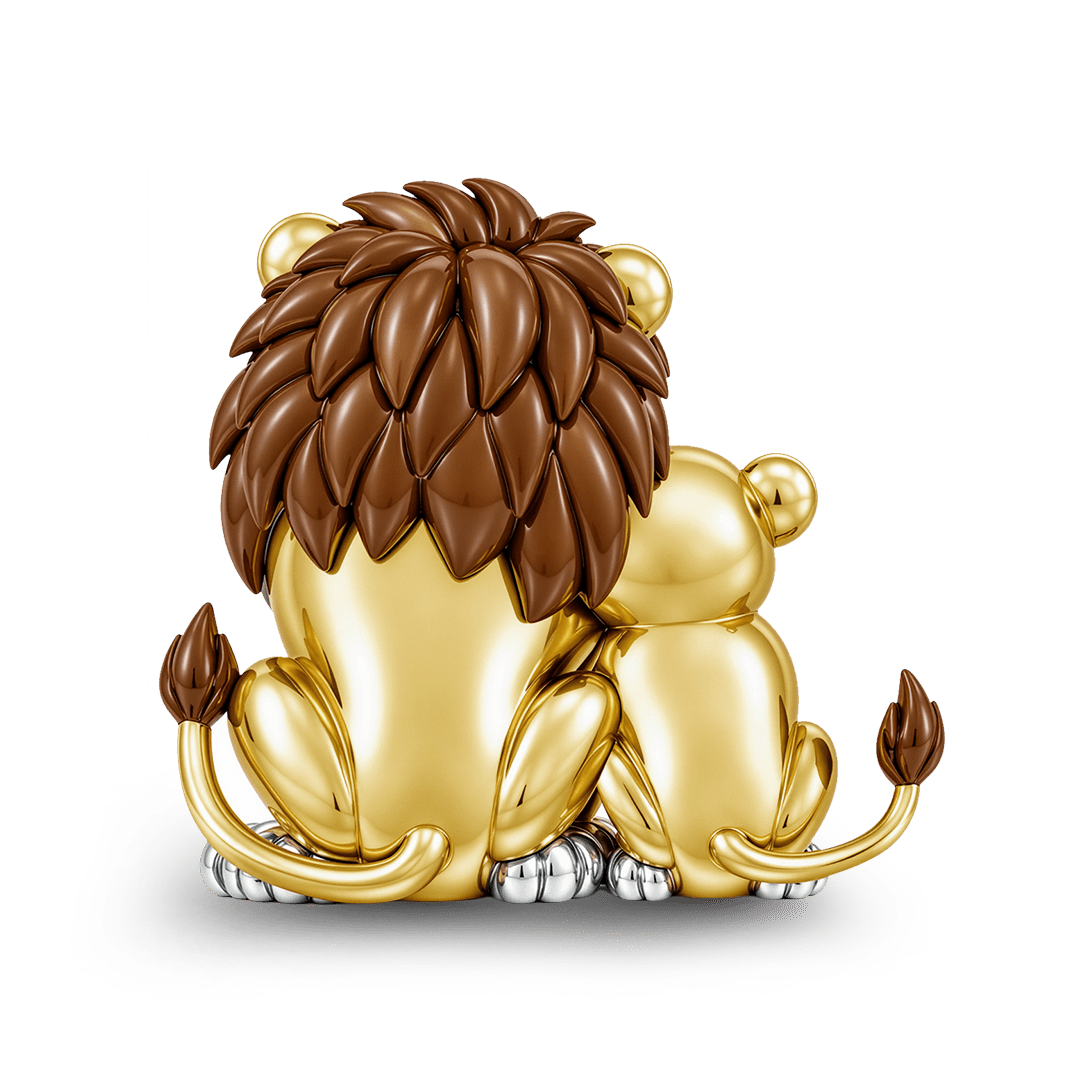 Gnoce Lion Father And Cub Charm Bead Platinum‑plated Silver Blend_4