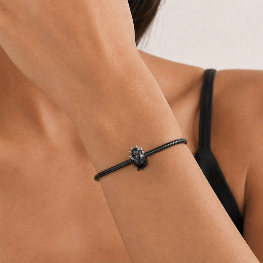 Gnoce Halloween Cyberpunk Thorn Raven Spacer Bead Charm Platinum‑plated Silver Blend_2