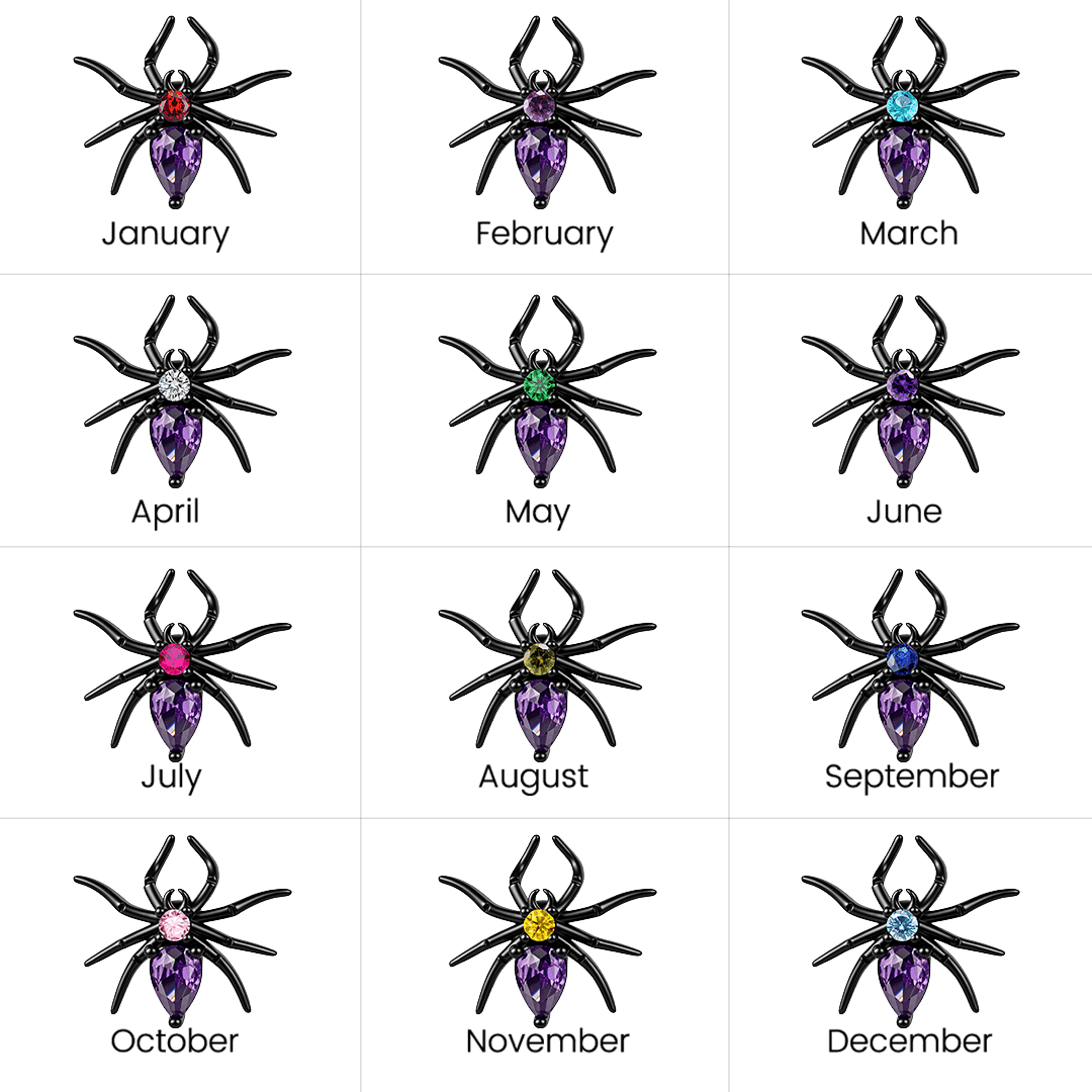 Gnoce Halloween Birthstone Spider Spacer Bead Charm Platinum‑plated Silver Blend_7