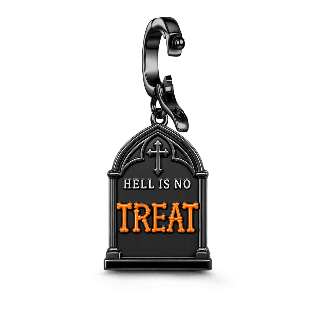 Gnoce Halloween Religious Tombstone Cross Clasp Dangle Charm Platinum‑plated Silver Blend_6