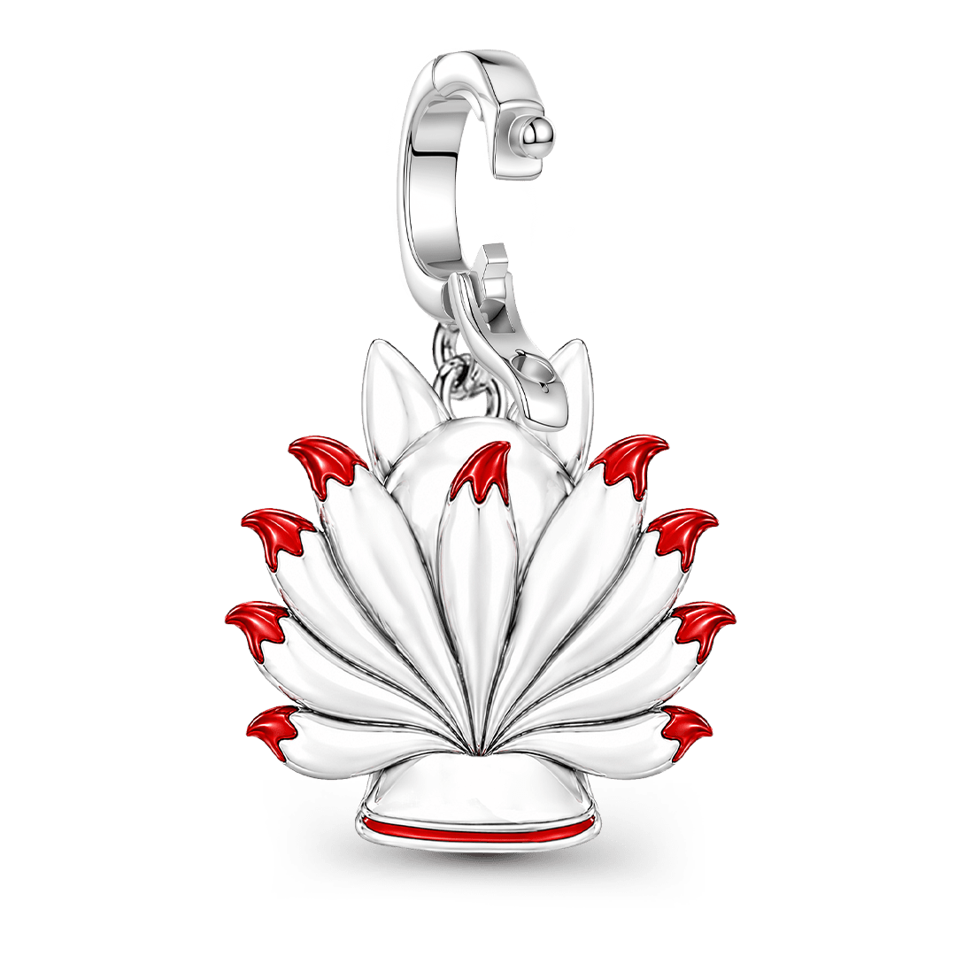 Gnoce Japanese Nine‑Tailed Fox Clasp Dangle Charm Platinum‑plated Silver Blend_6