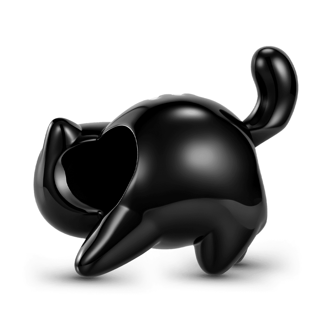 Gnoce Glow‑in‑the‑dark Halloween Ghost Black Cat Through‑hole Bead Charm Platinum‑plated Silver Blend_6