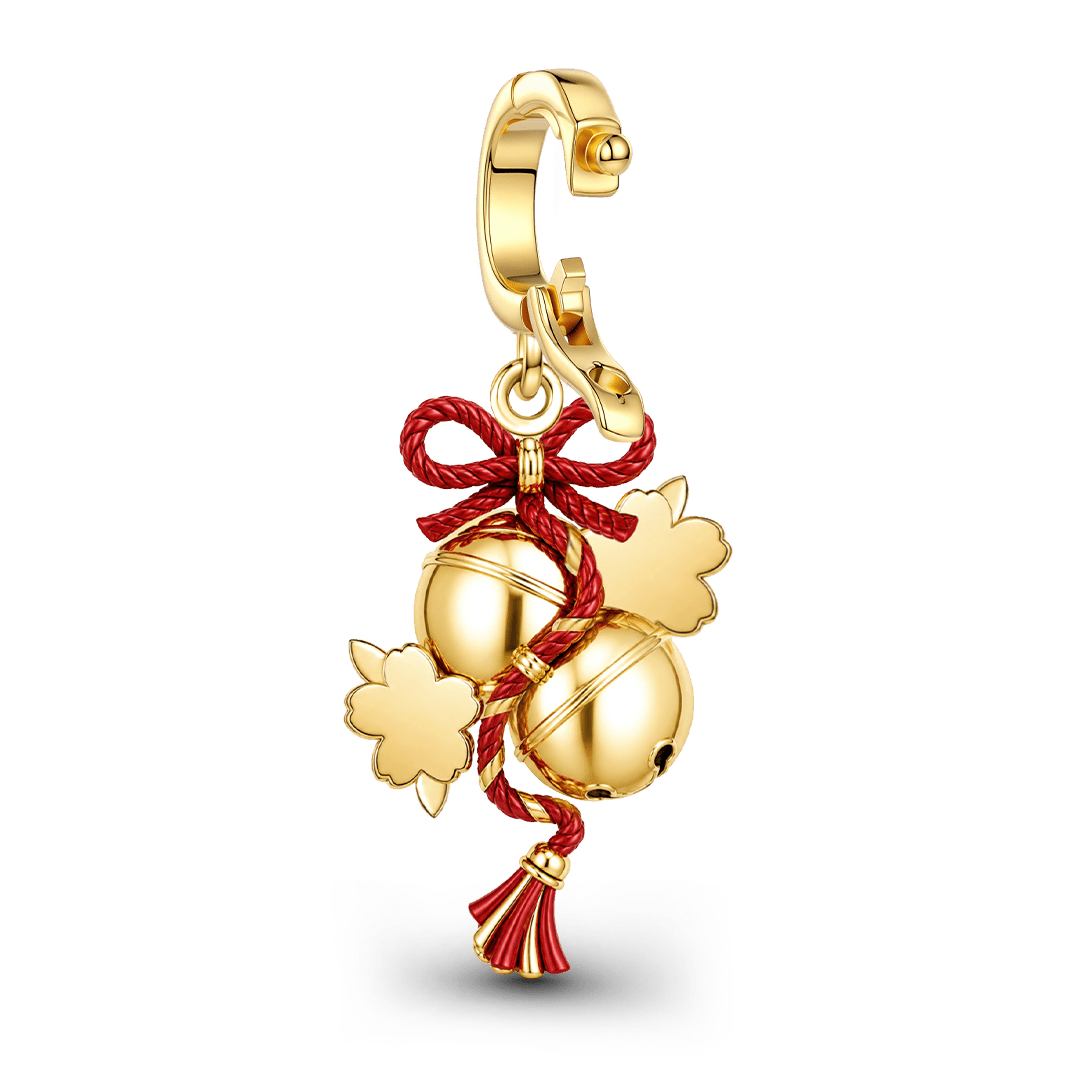 Gnoce Japanese Style Bell Sakura Clasp Dangle Charm Platinum‑plated Silver Blend_6
