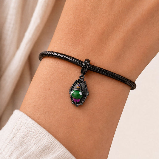 Gnoce Halloween Glow-in-the-Dark Frog Mirror Dangle Charm Black Gold-plated Silver Blend_3