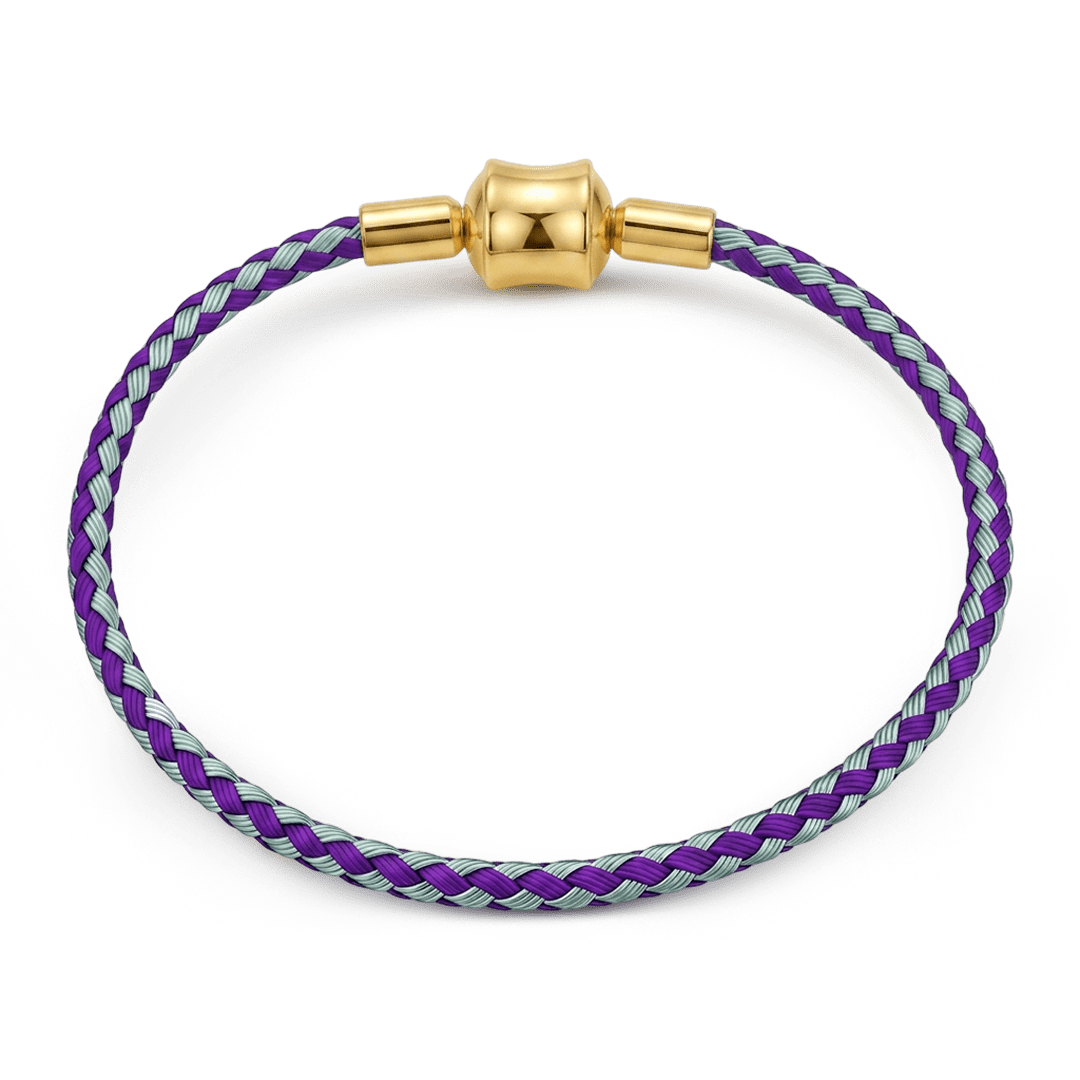 Gnoce Dark‑Purple Blue Two‑Tone Round Snap‑Lock Basic Bracelet_4