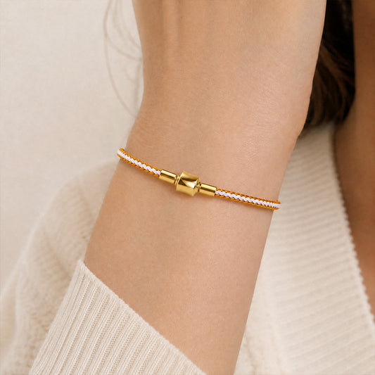 Gnoce Pink‑Gold Two‑Tone Round Snap‑Lock Basic Bracelet_2