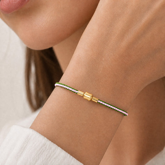 Gnoce Pink‑Green Two‑Tone Round Snap‑Lock Basic Bracelet_2