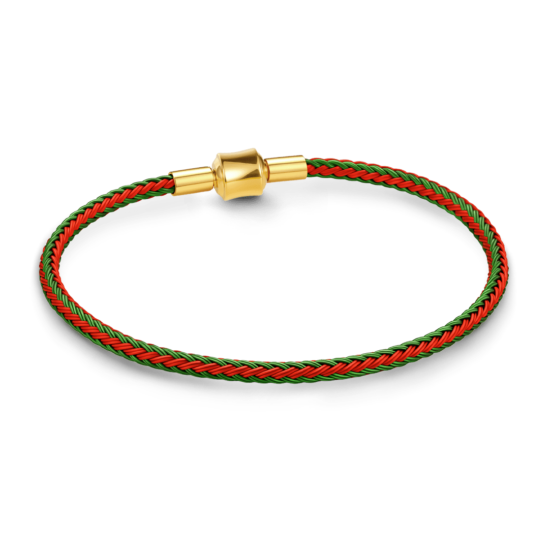 Gnoce Red‑Green Two‑Tone Round Snap‑Lock Basic Bracelet_4