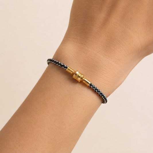 Gnoce Black‑Light‑Blue Two‑Tone Round Snap‑Lock Basic Bracelet_2