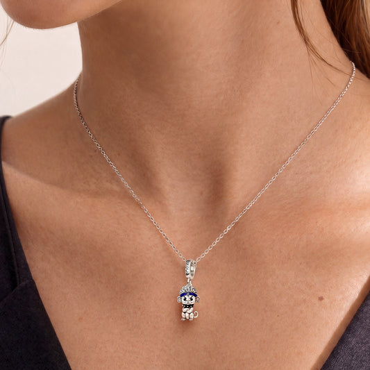 Gnoce Punk Glow‑in‑the‑dark Troublemaker Monkey Rebel Clasp Dangle Charm Platinum‑plated Silver Blend_4