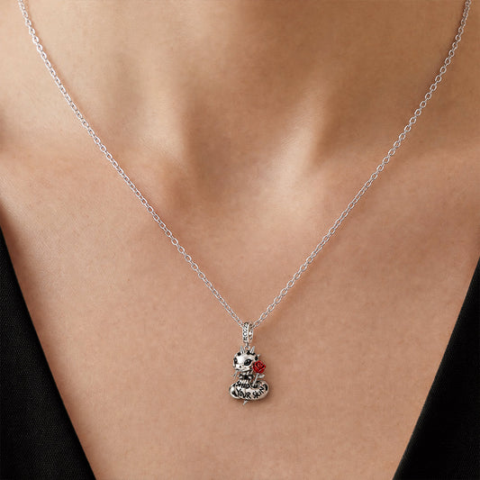 Gnoce Punk Glow‑in‑the‑dark Seductive Snake Rebel Clasp Dangle Charm Platinum‑plated Silver Blend_3