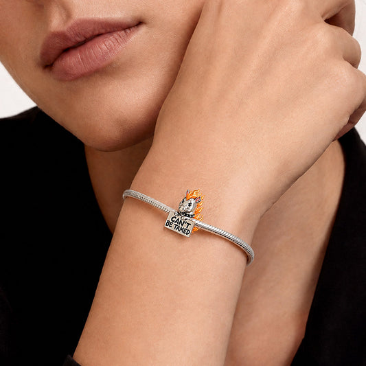 Gnoce Punk Glow‑in‑the‑dark Untamed Horse Rebel Bead Charm Platinum‑plated Silver Blend_3