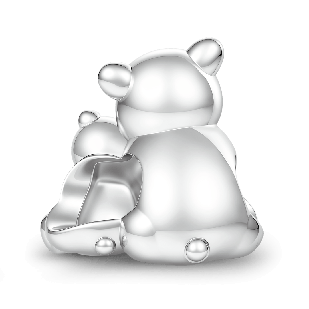 Gnoce Polar Bear Mother And Baby Charm Bead Platinum‑plated Silver Blend_6