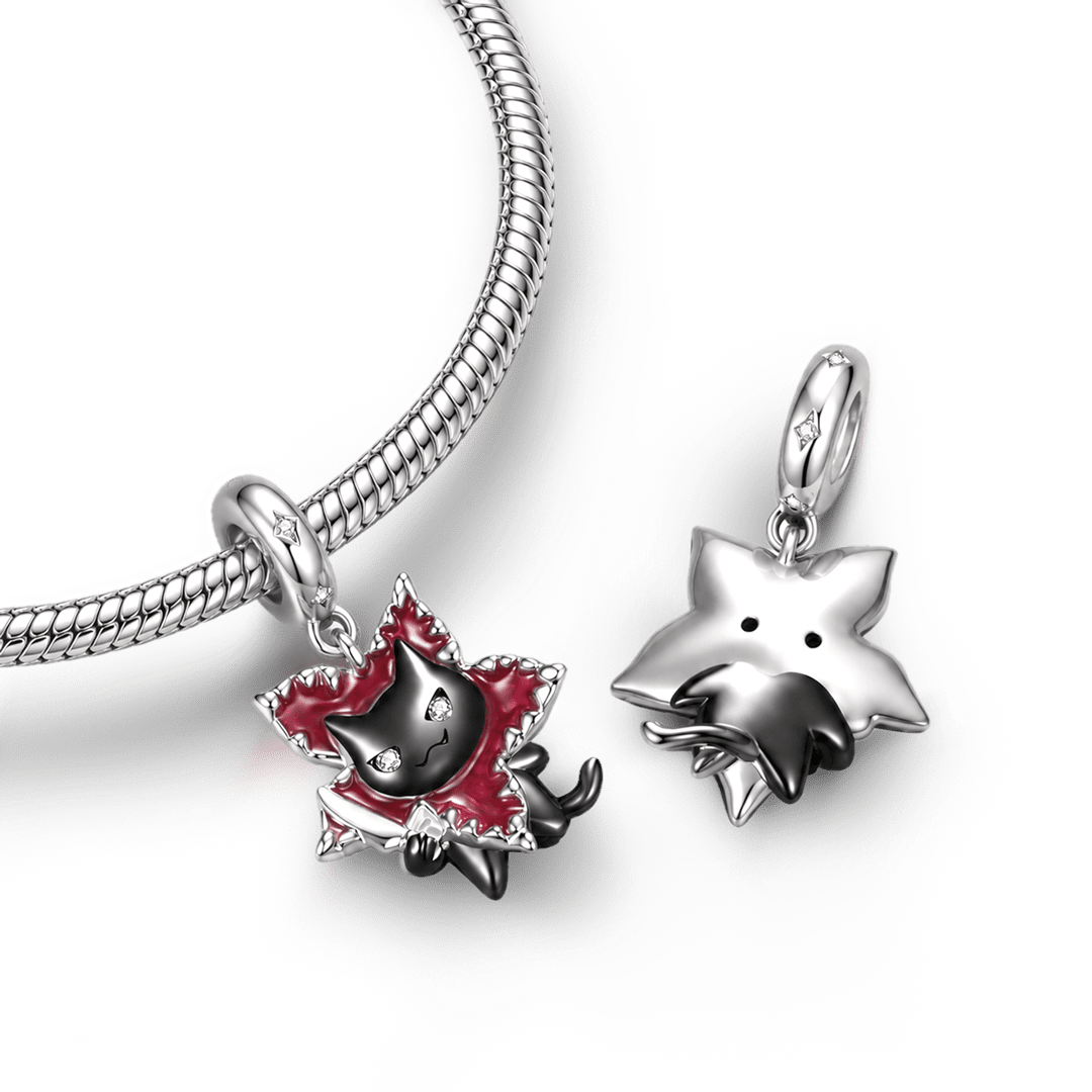 Gnoce Glow-in-the-dark Halloween Man-Eating Flower Black Cat Dangle Charm Lead-free ECO Copper_7