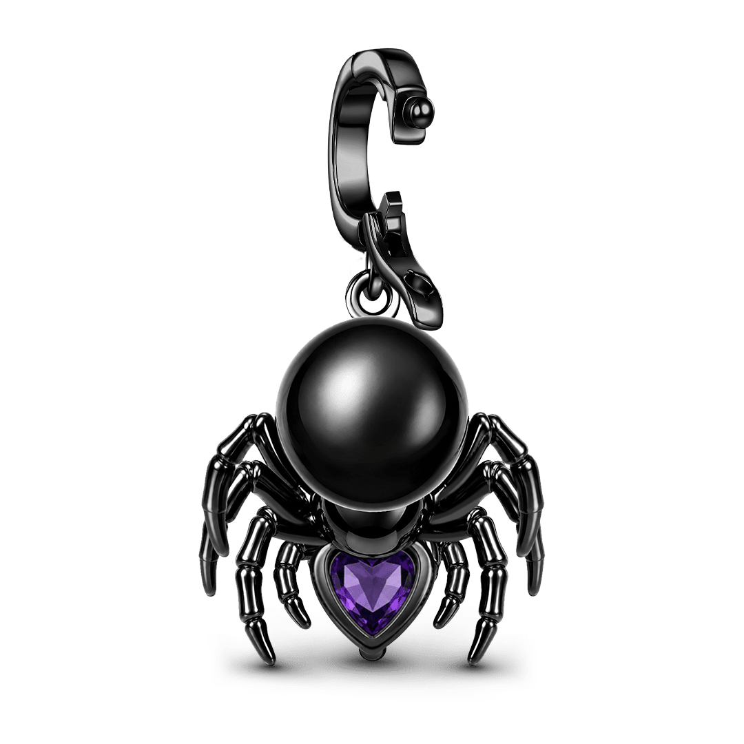 Gnoce Halloween Evil Critter Spider Clasp Dangle Charm Black Gold-plated Silver Blend_6
