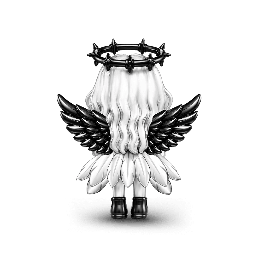 Gnoce Halloween Voodoo Doll Angel Bead Charm Black Gold-plated Silver Blend_6
