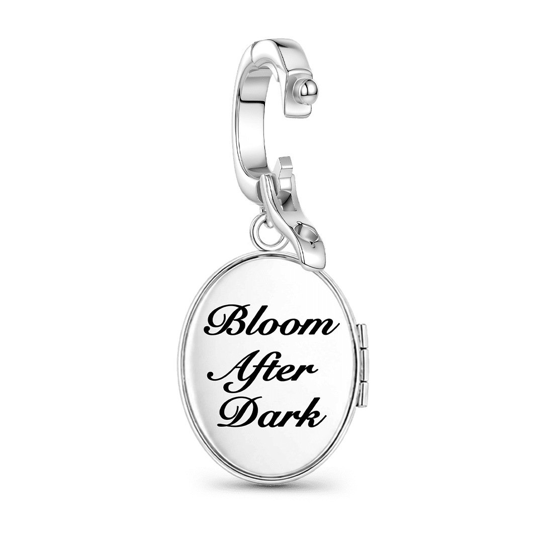 Gnoce Glow-in-the-dark Temptress Datura Personalised Locket Clasp Dangle Charm Platinum-plated Silver Blend_8