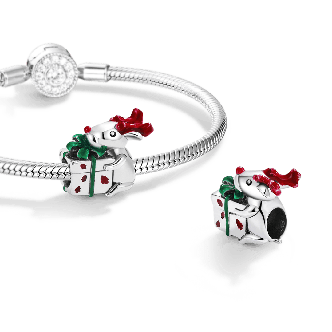 Squirrel Holding Present Charm Bead 925 Sterling Silver_5