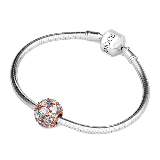 Gnoce "You Are Beautiful Like The Diamonds In The Sky"Made Out of 925 Sterling Silver Plated with Rose Gold Inlaid with Colorful Diamonds Expresses the Feeling of Elegance And Fashion Colorful Stones Charm_3