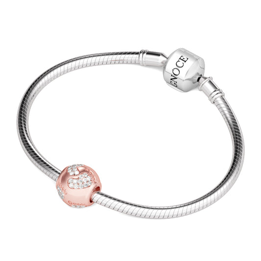 Gnoce "Love for My Baby" Rose Gold Tone Baby's Footprints Bead Charm Sterling Silver- Gift for Baby_3