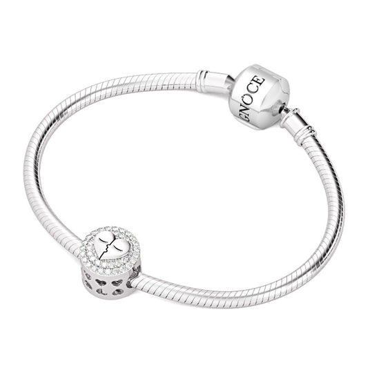 Gnoce "Kiss To My Husband / Wife "925 Sterling Silver with Clear CZ Wife Husband Heart Deeply Kiss Love Forever CZ Charms_3