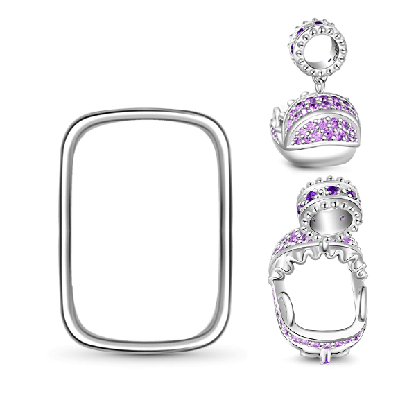 Gnoce "Love You Forever" Amythest Sapphire New Baby Cradle 925 Sterling Silver Charm Bead_3