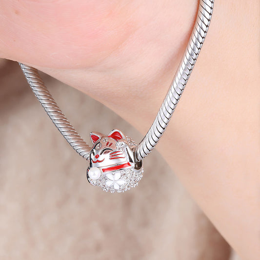 Gnoce Lucky Cat Charm Platinum-plated Silver Blend_4