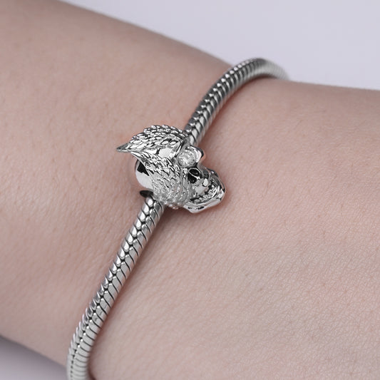 Gnoce "Skull with Wing" Charm Sterling Silver Bead with Cz_3