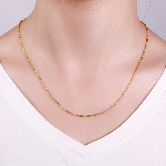 Gnoce "Together for Ever" 925 Sterling Silver Gold/Rose Gold Plating for Adding A Pendant or Charm Gold Twisted Chain Necklace_3