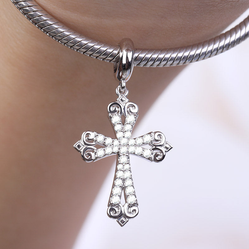 Gnoce "Amen, God Bless You" Jesus Cross Pendant Charms for Necklace with Zircon Stones_3