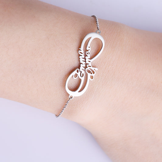Gnoce "We Two Forever" Personalized Sterling Silver Infinity Bracelet_5