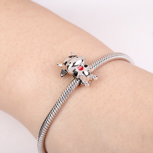 Gnoce "Integrity And Industrious" 925 Sterling Silver Cow Charm Bead_3