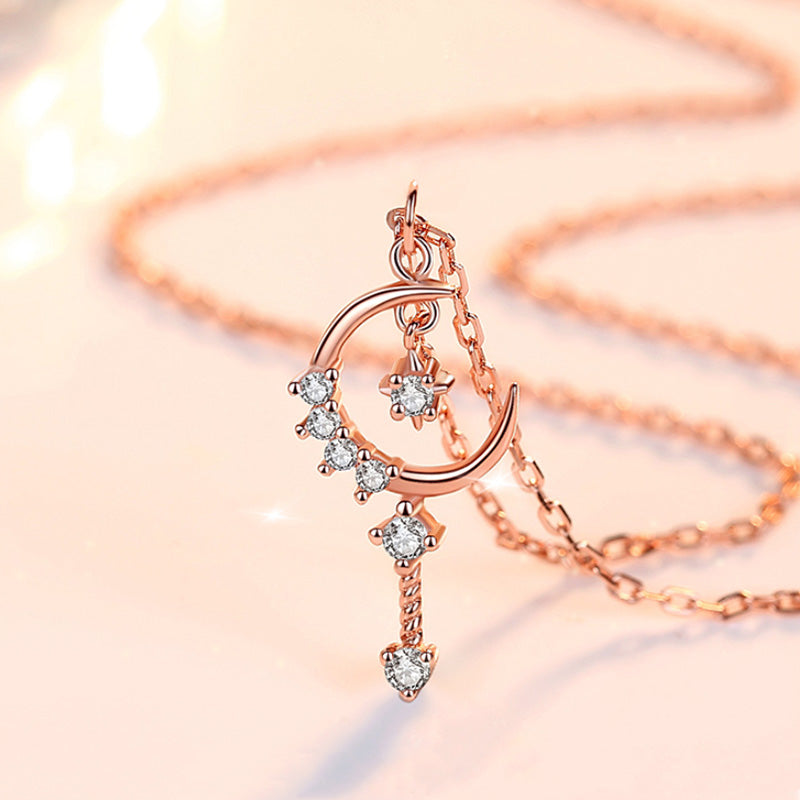 Star Moon Necklace Rose Gold Plated 925 Sterling Silver_3