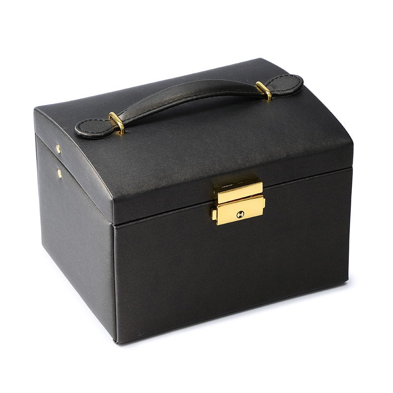Black Luxury Three-layer Drawer Jewelry Box Earring Ring Necklace Bracelet Charm Storage Gift Casket_3