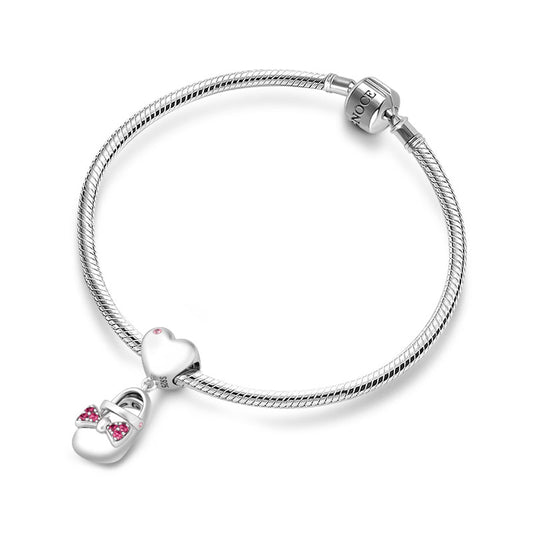 Gnoce "Oh, My Baby Girl" 925 Sterling Silver  Bow-knot Shoe Pendant Charm_3