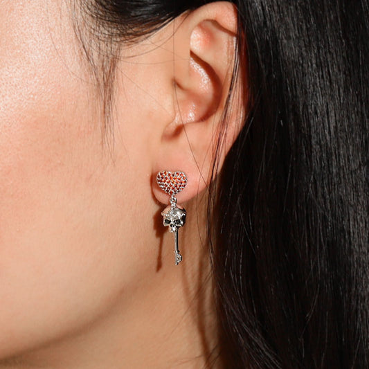 Skull Heart Earrings with Sterling Silver_3