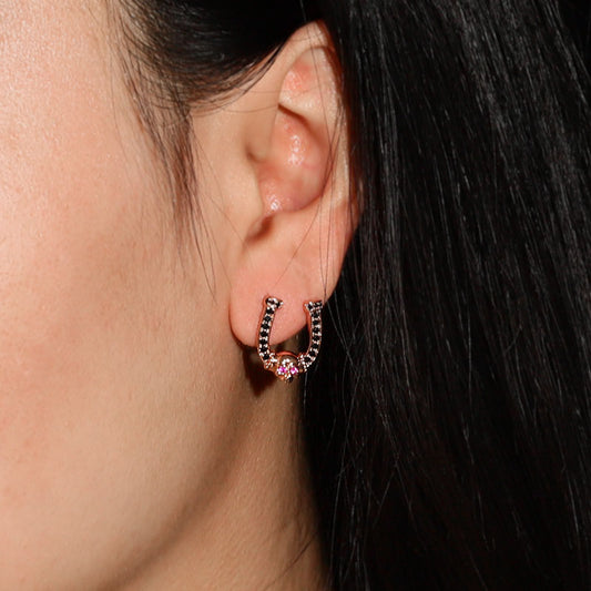 Horseshoe Skull Studs 18k Rose Gold Plated 925 Sterling Silver_3