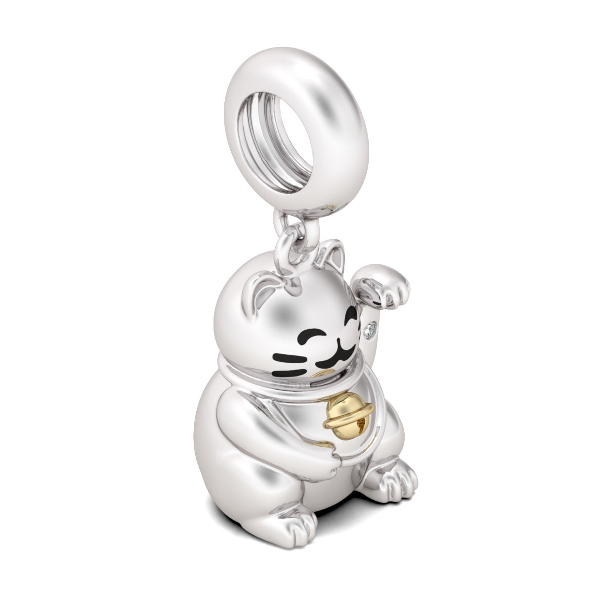Gnoce "Lucky Cat" S925 Sterling Silver Pendants Charms Gift for Animal Lovers Fit Pandora Bracelet_2