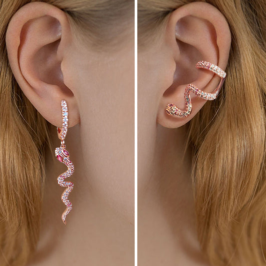 Gnoce Pink Snake Earrings_4