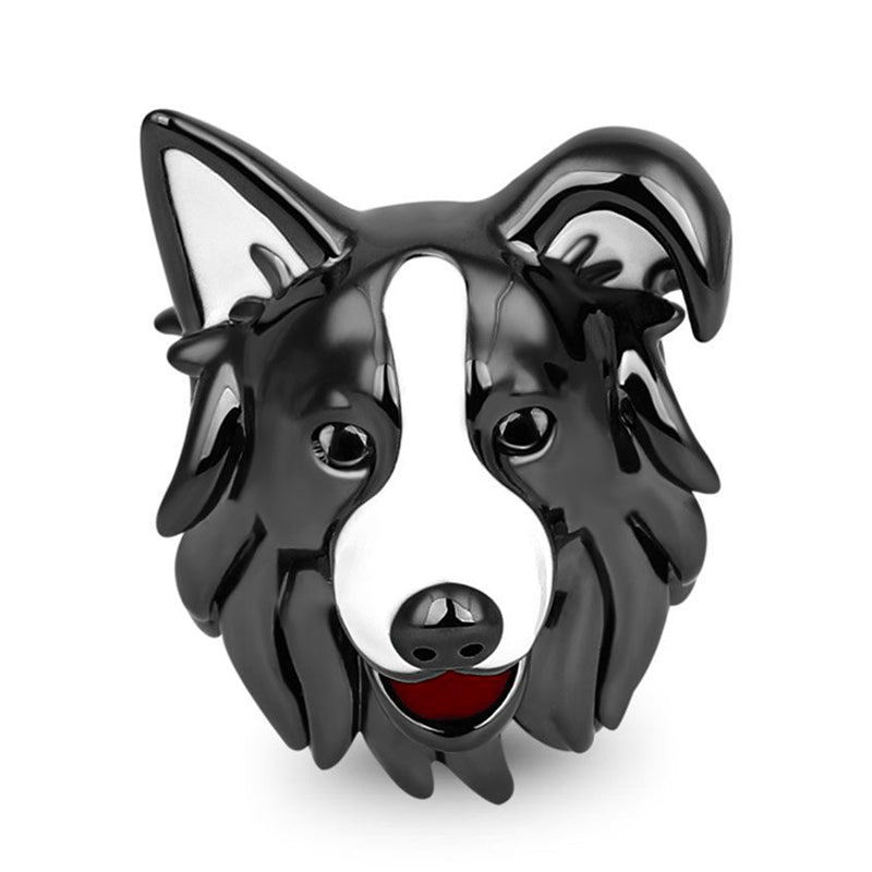 Gnoce Black White Border Collie Dog Charm_1