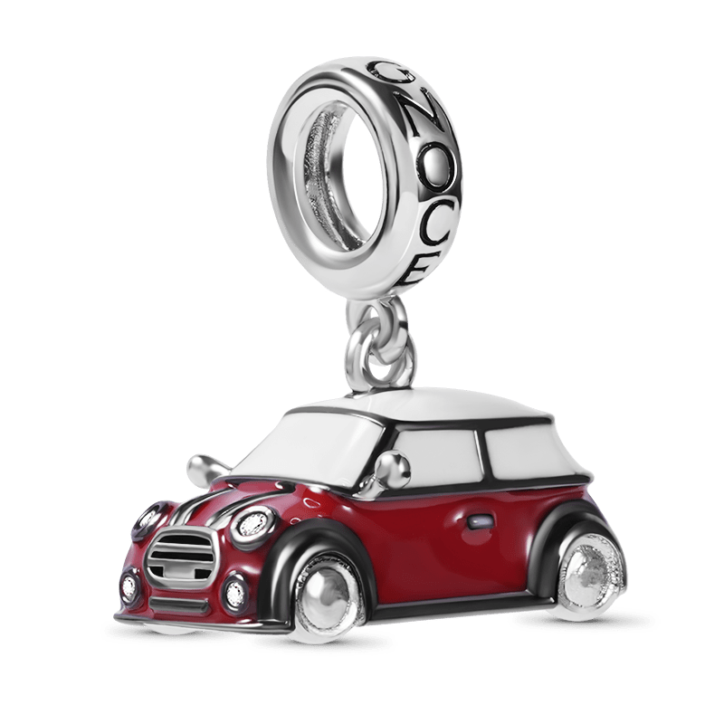 Gnoce Red Vintage Car Charm Platinum-plated Silver Blend_1