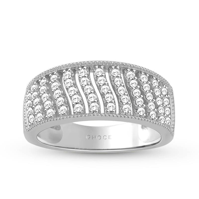 Gnoce Twill Band Ring Platinum-plated Silver Blend_1