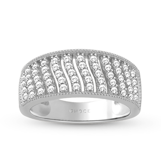 Gnoce Twill Band Ring Platinum-plated Silver Blend_1