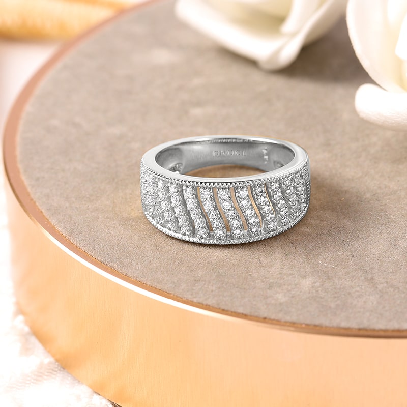 Gnoce Twill Band Ring Platinum-plated Silver Blend_2
