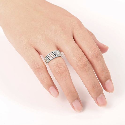 Gnoce Twill Band Ring Platinum-plated Silver Blend_3