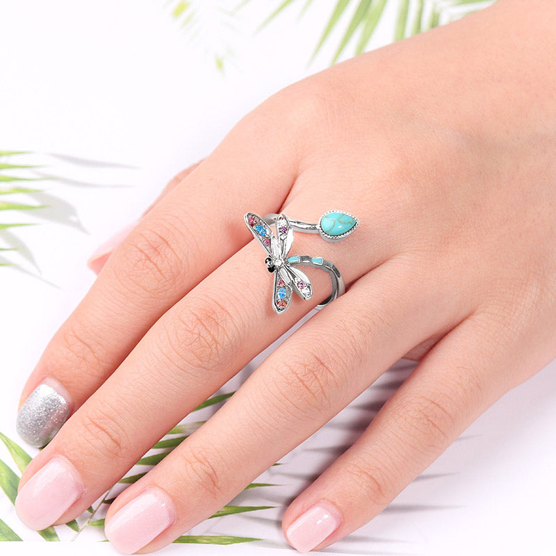 Turquoise Dragonfly Adjustable Ring_3