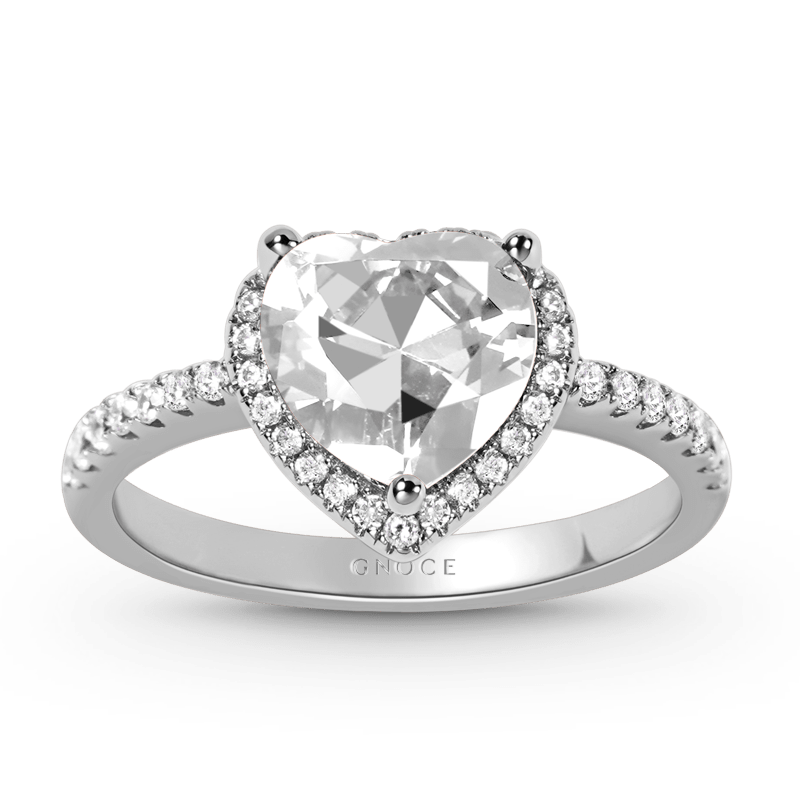 Gnoce Heart Shaped Halo Engagement Ring Platinum-plated Silver Blend_1