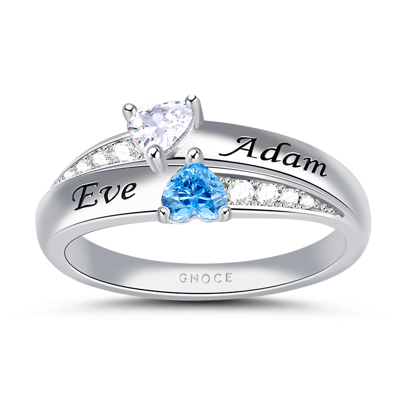 Gnoce "Always Loving You" CustomizedLead-free ECO Copper Double Heart Stones Ring with Accents_1