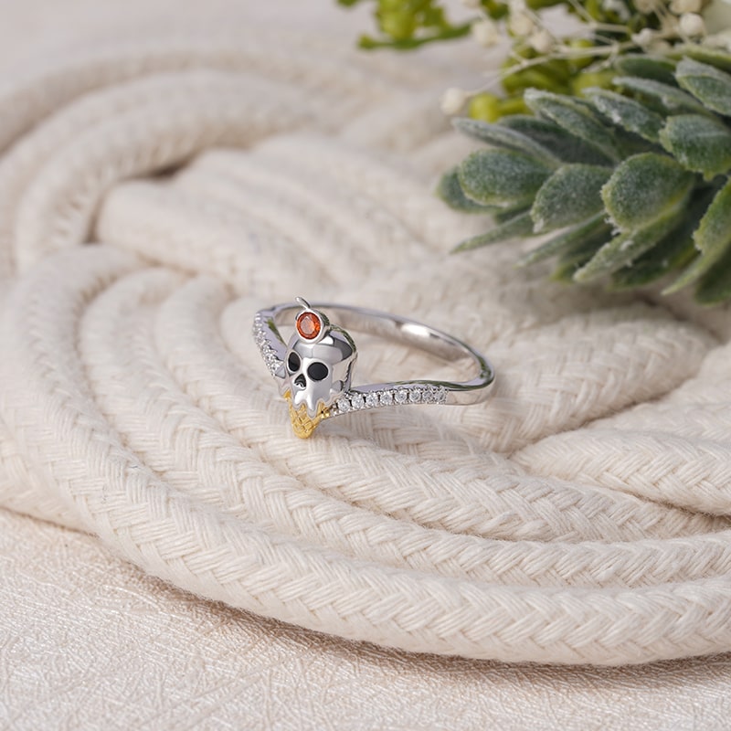 Gnoce Skull Ice Cream V Ring Platinum-plated Silver Blend_2