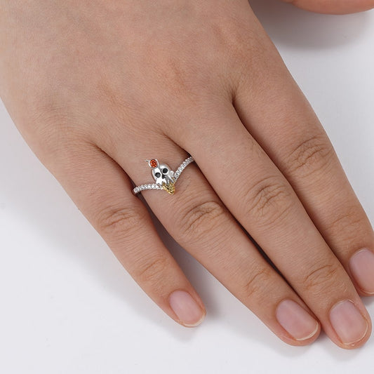 Gnoce Skull Ice Cream V Ring Platinum-plated Silver Blend_3